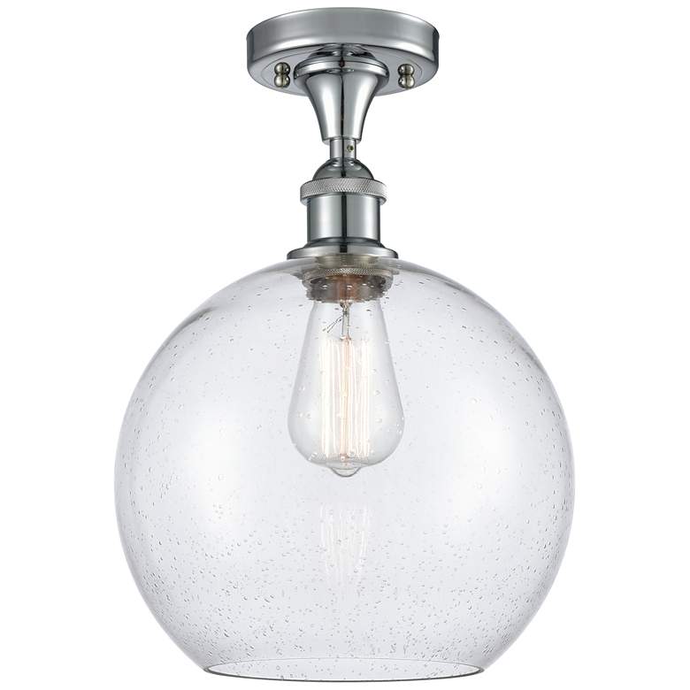 Image 1 Athens 10" Wide Polished Chrome Semi Flush Mount w/ Seedy Shade