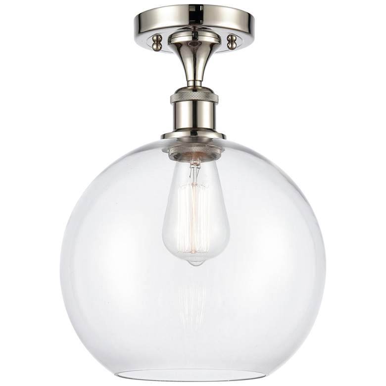 Image 1 Athens 10" Wide Polished Nickel Semi Flush Mount w/ Clear Shade