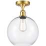 Athens 10" Wide Satin Gold Semi Flush Mount w/ Clear Shade