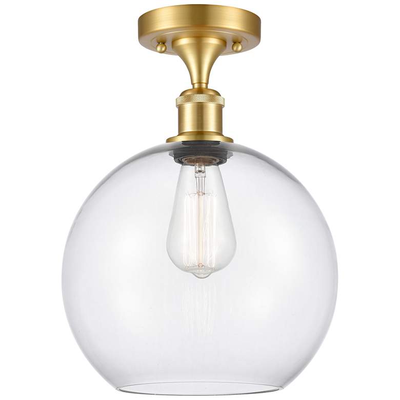 Image 1 Athens 10" Wide Satin Gold Semi Flush Mount w/ Clear Shade