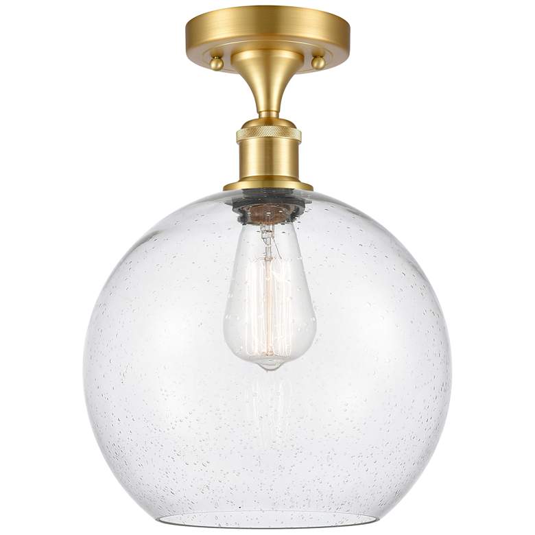 Image 1 Athens 10" Wide Satin Gold Semi Flush Mount w/ Seedy Shade