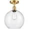 Athens 10" Wide Satin Gold Semi Flush Mount w/ Seedy Shade