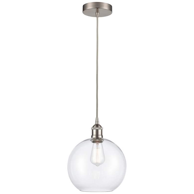 Image 1 Athens 10" Wide Satin Nickel and Clear Glass Mini Pendant
