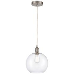 Athens 10" Wide Satin Nickel and Clear Glass Mini Pendant