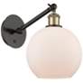 1_Athens 10"H Black Antique Brass White Glass LED Wall Sconce