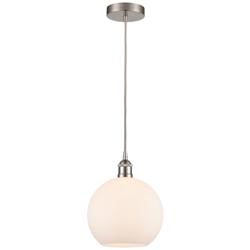 Athens 10"W Brushed Satin Nickel and White Glass Mini Pendant