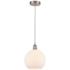 Athens 10"W Brushed Satin Nickel and White Glass Mini Pendant