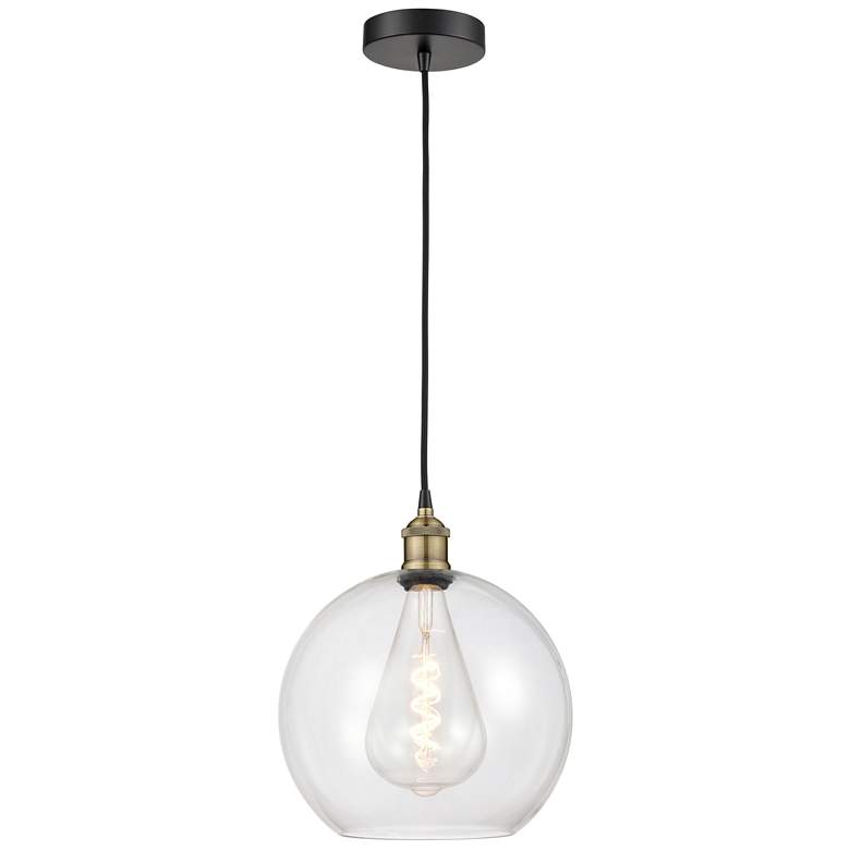 Image 1 Athens 11.75" Wide Black Brass Corded Mini Pendant With Clear Shade