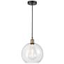 Athens 11.75" Wide Black Brass Corded Mini Pendant With Clear Shade