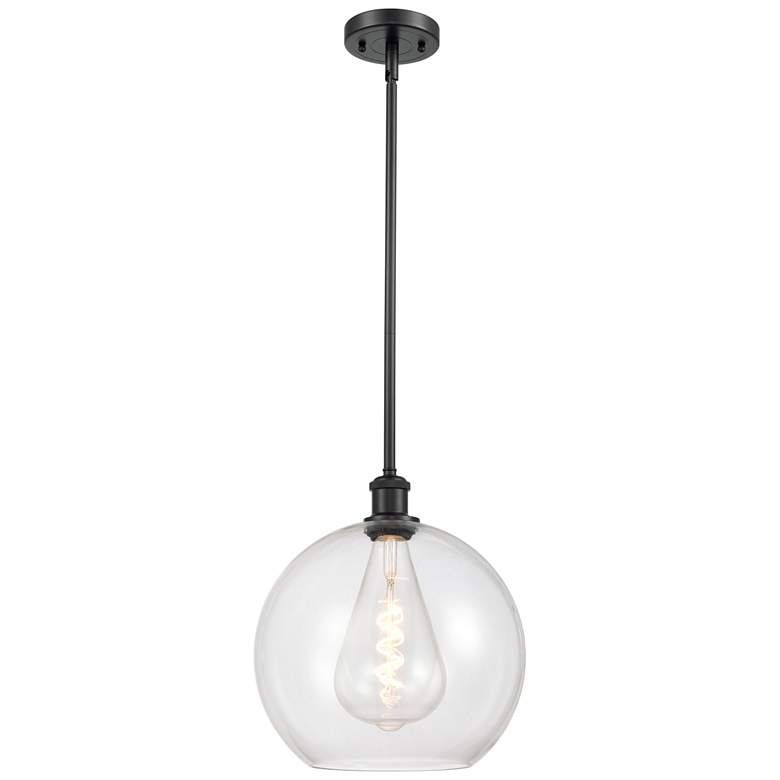 Image 1 Athens 11.75" Wide Matte Black Stem Hung Mini Pendant w/ Clear Shade