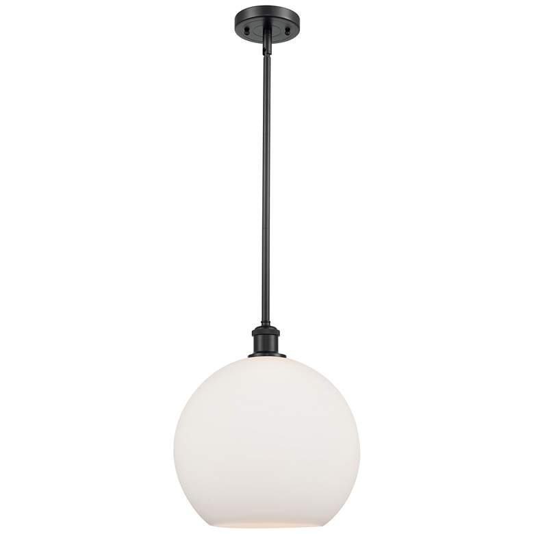 Image 1 Athens 11.75" Wide Matte Black Stem Hung Mini Pendant w/ Matte White S
