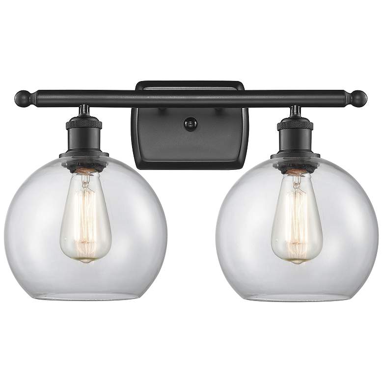 Image 1 Athens 11 1/4" High Matte Black 2-Light Wall Sconce