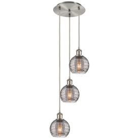Athens 12 1/2"W Brushed Nickel and Smoke Glass Multi-Light Pendant Athens 12 1/2"W Brushed Nickel and Smoke Glass Multi-Light Pendant