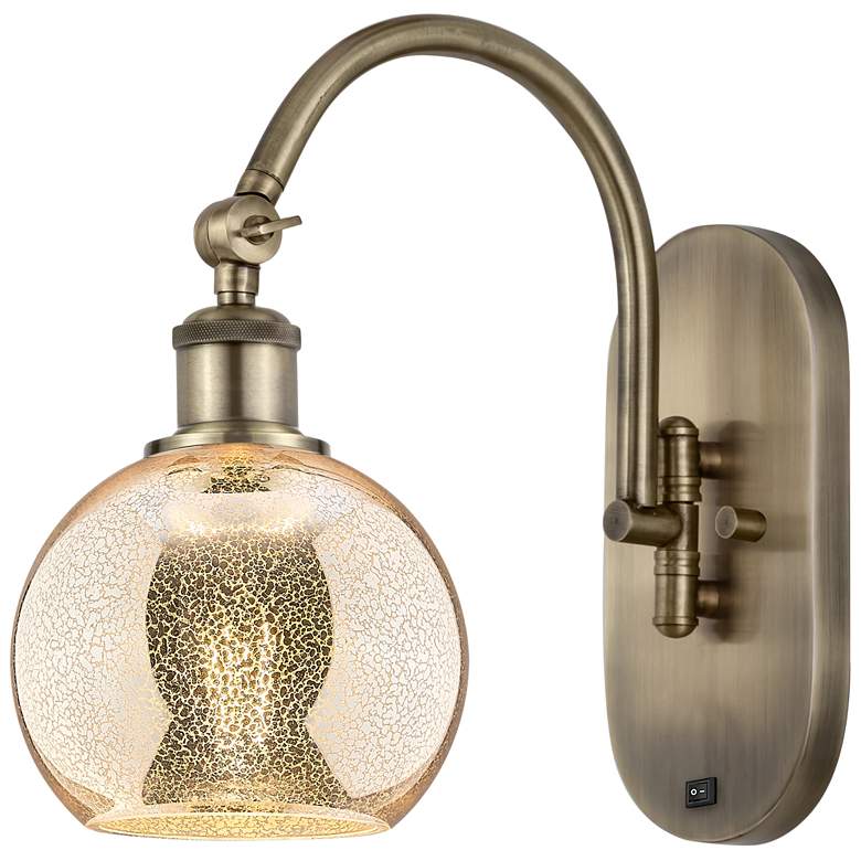 Image 1 Athens 12" High Antique Brass Swiveling Sconce w/ Mercury Shade