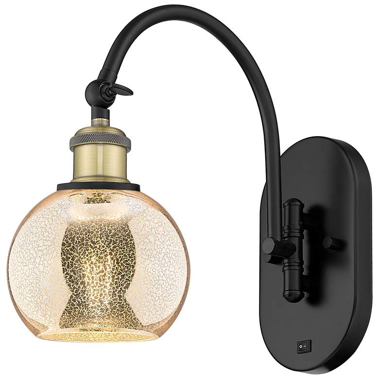 Image 1 Athens 12" High Black Antique Brass Swiveling Sconce w/ Mercury Shade