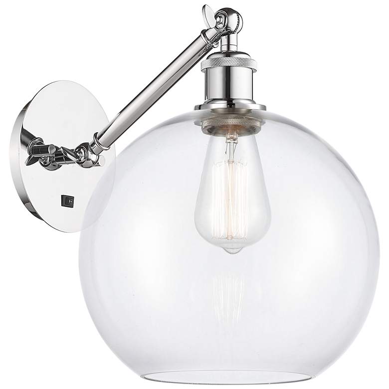 Image 1 Athens 12" High Polished Chrome Adjustable Sconce with Clear Shade