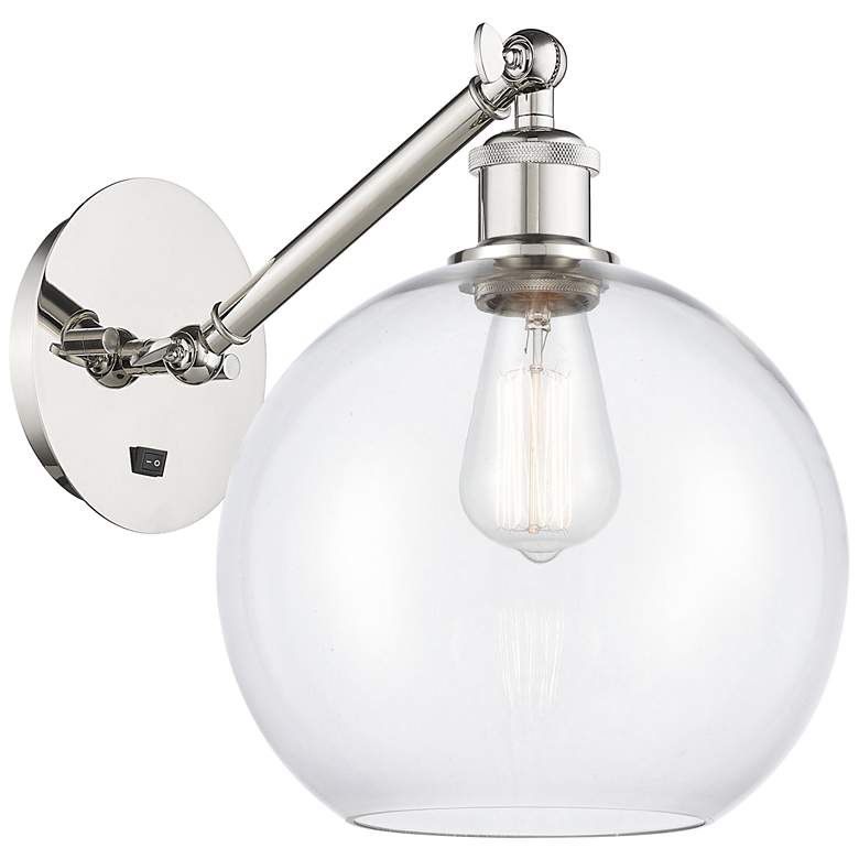 Image 1 Athens 12" High Polished Nickel Adjustable Sconce with Clear Shade