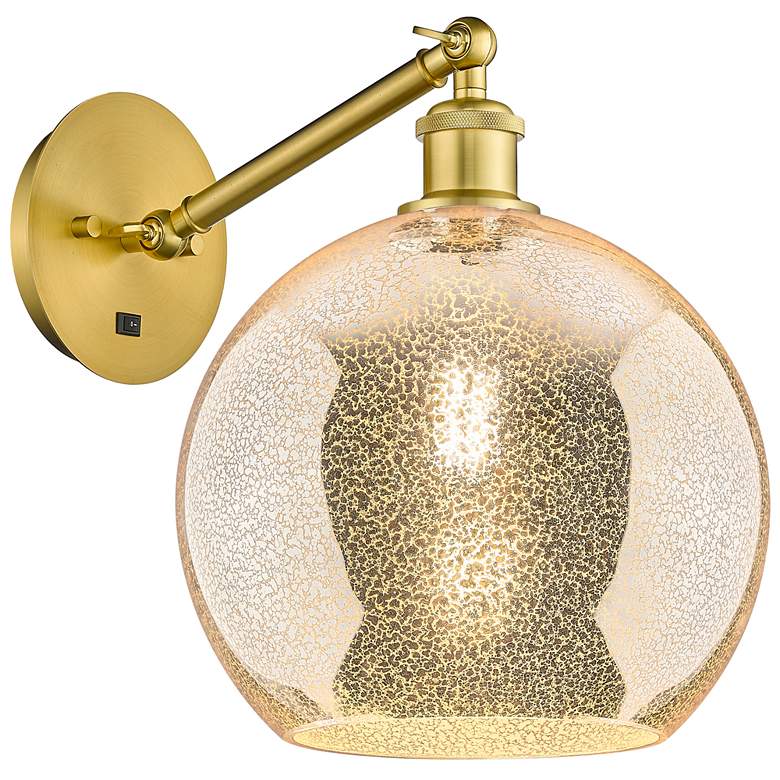 Image 1 Athens 12" High Satin Gold Adjustable Sconce with Mercury Shade