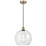 Athens 12" Antique Brass Mini Pendant w/ Clear Shade