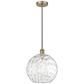 Image1 of Athens 12" Antique Brass Mini Pendant w/ Clear Water Glass Shade