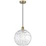 Athens 12" Antique Brass Mini Pendant w/ Clear Water Glass Shade