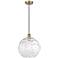 Athens 12" Antique Brass Mini Pendant w/ Clear Water Glass Shade