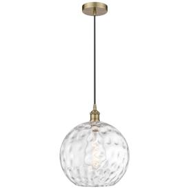 Athens 12" Antique Brass Mini Pendant w/ Clear Water Glass Shade Athens 12" Antique Brass Mini Pendant w/ Clear Water Glass Shade