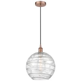 Athens 12" Antique Copper Mini Pendant w/ Clear Deco Swirl Shade Athens 12" Antique Copper Mini Pendant w/ Clear Deco Swirl Shade