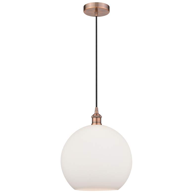Image 1 Athens 12" Antique Copper Mini Pendant w/ Matte White Shade
