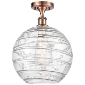 Athens 12" Antique Copper Semi Flush Mount w/ Clear Deco Swirl Shade Athens 12" Antique Copper Semi Flush Mount w/ Clear Deco Swirl Shade
