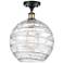 Athens 12" Black Antique Brass Semi Flush Mount w/ Clear Deco Swirl Sh