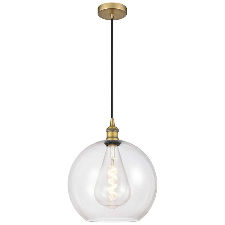 Image 1 Athens 12" Brushed Brass Mini Pendant w/ Clear Shade