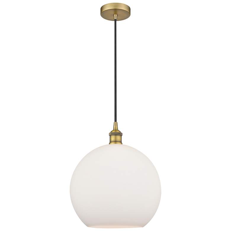 Image 1 Athens 12" Brushed Brass Mini Pendant w/ Matte White Shade