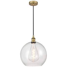 Image1 of Athens 12" Brushed Brass Mini Pendant w/ Seedy Shade