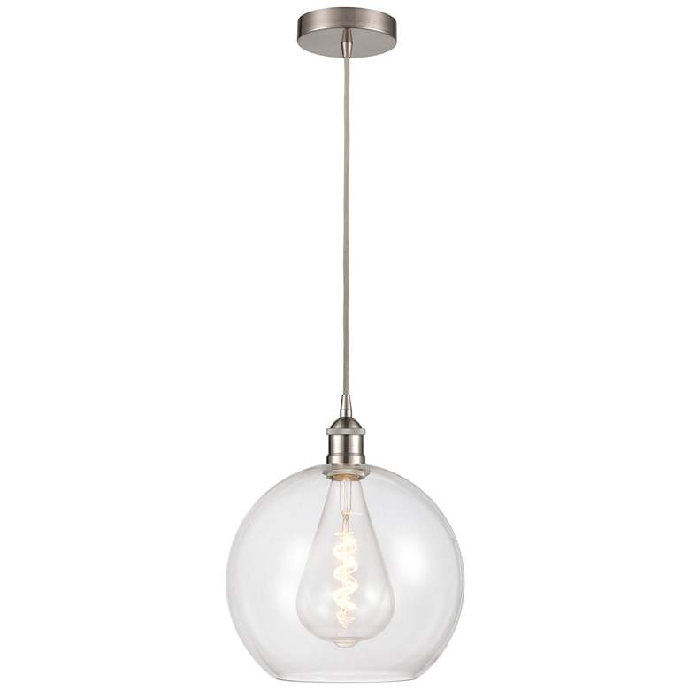 Image 1 Athens 12" Brushed Satin Nickel Mini Pendant w/ Clear Shade