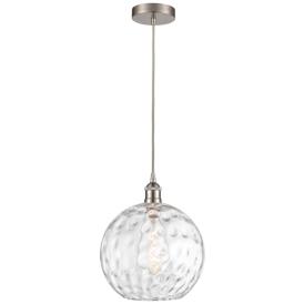 Athens 12" Brushed Satin Nickel Mini Pendant w/ Clear Water Glass Shad Athens 12" Brushed Satin Nickel Mini Pendant w/ Clear Water Glass Shad