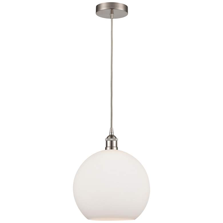 Image 1 Athens 12" Brushed Satin Nickel Mini Pendant w/ Matte White Shade