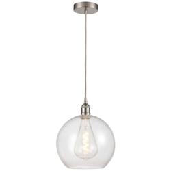 Athens 12" Brushed Satin Nickel Mini Pendant w/ Seedy Shade