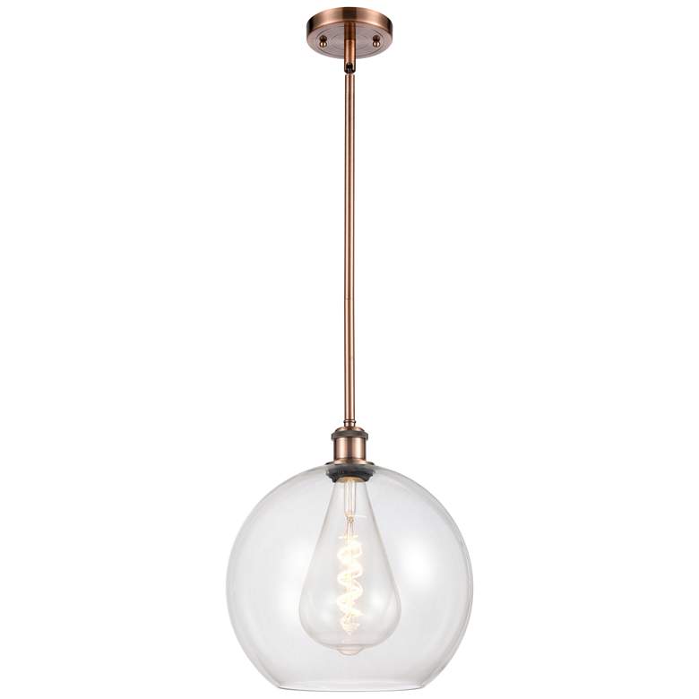 Image 1 Athens 12 inch LED Mini Pendant - Antique Copper - Clear Shade