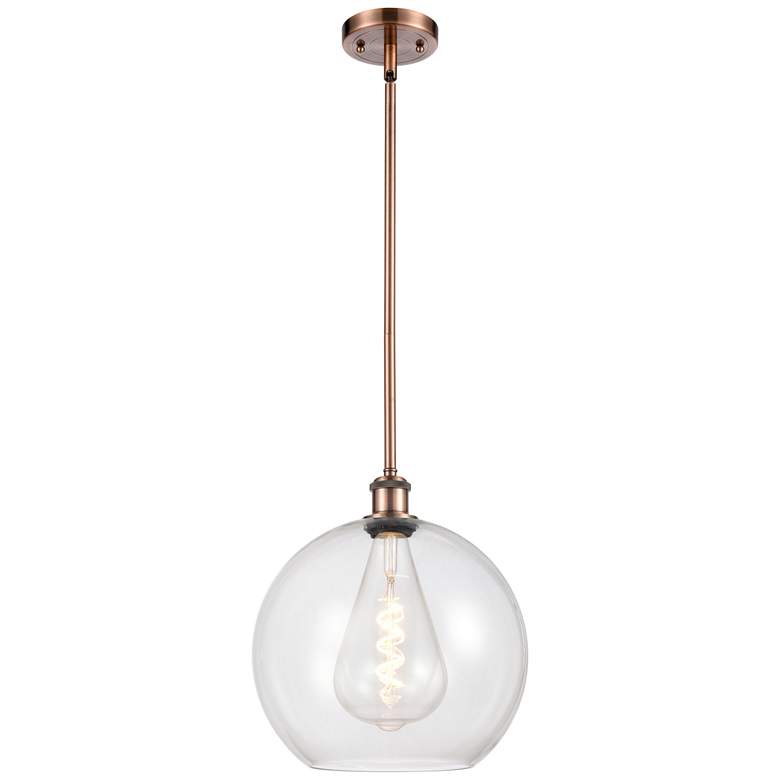 Image 1 Athens 12" LED Mini Pendant - Antique Copper - Clear Shade