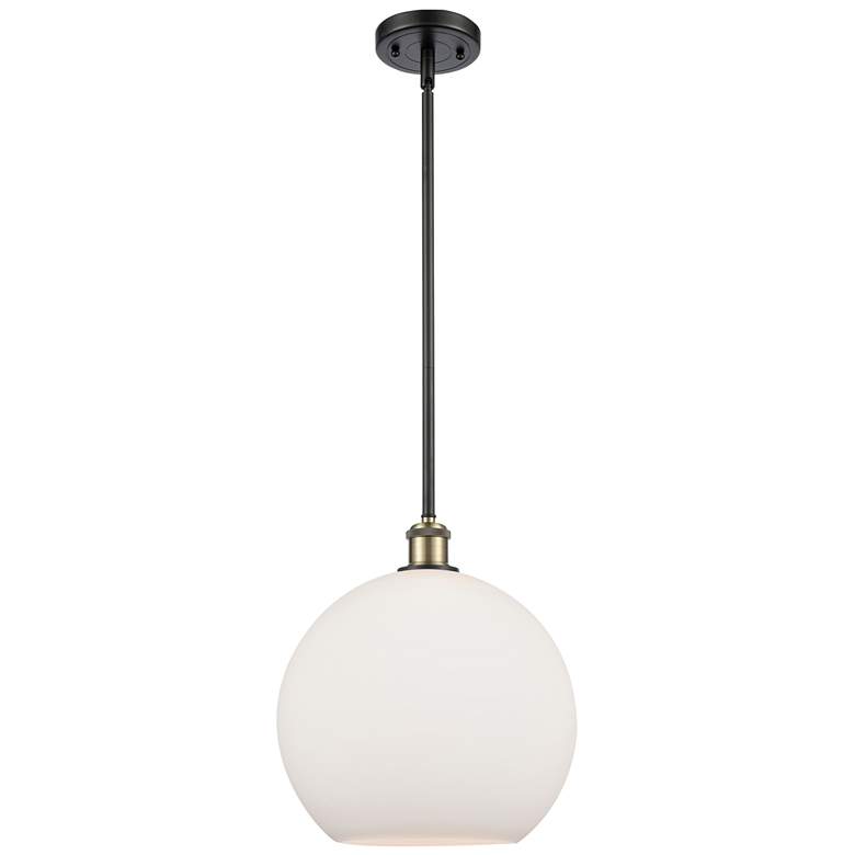 Image 1 Athens 12" LED Mini Pendant - Black Antique Brass - Matte White Shade