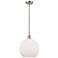 Athens 12" LED Mini Pendant - Brushed Satin Nickel - Matte White Shade