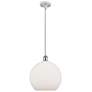 Athens 12" LED Mini Pendant - White and Polished Chrome - Matte White 
