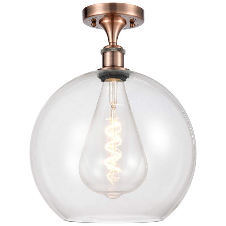 Image 1 Athens 12" LED Semi-Flush Mount - Antique Copper - Clear Shade