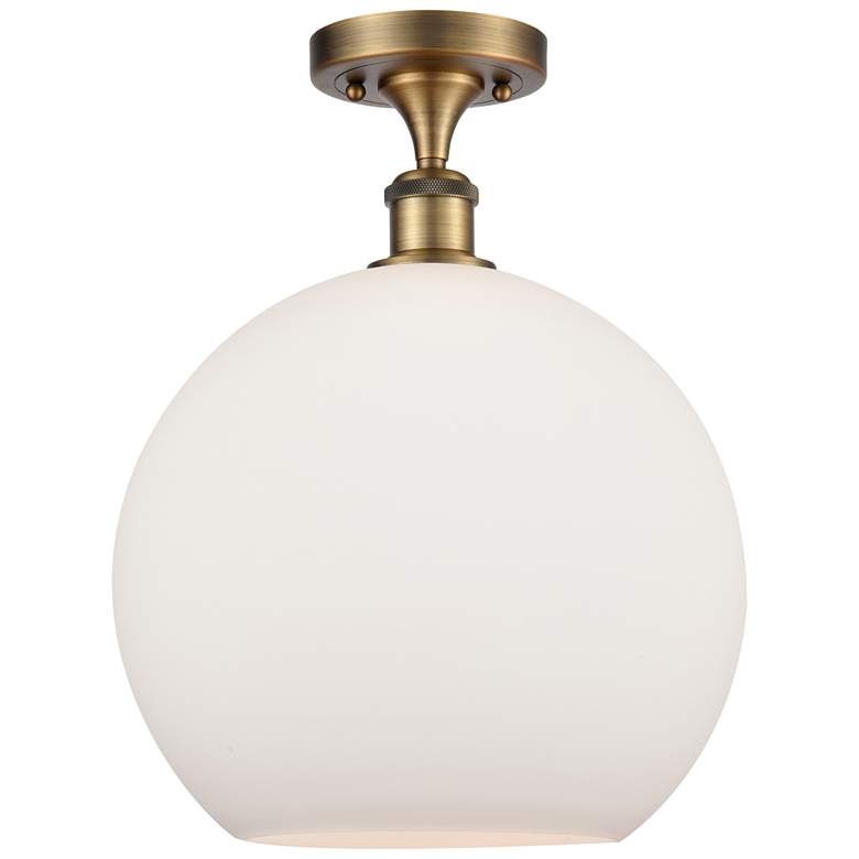 Image 1 Athens 12" LED Semi-Flush Mount - Brushed Brass - Matte White Shade