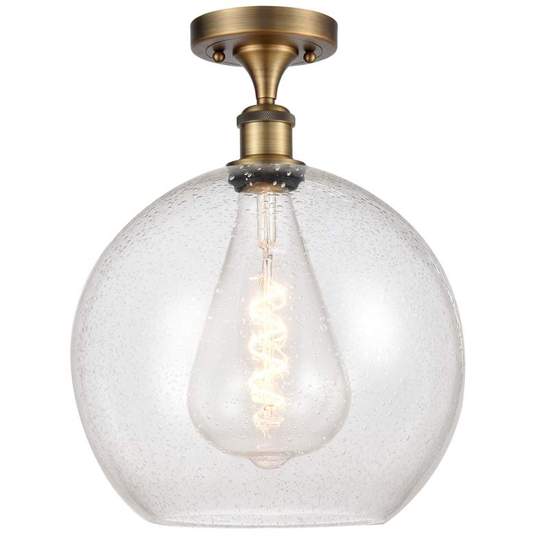 Image 1 Athens 12" LED Semi-Flush Mount - Brushed Brass - Seedy Shade