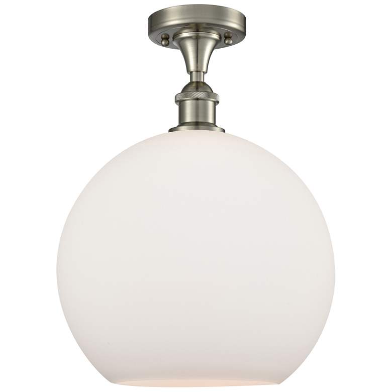 Image 1 Athens 12" LED Semi-Flush Mount - Brushed Satin Nickel - Matte White