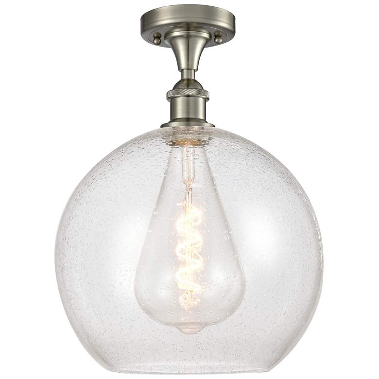 Image 1 Athens 12" LED Semi-Flush Mount - Brushed Satin Nickel - Seedy Shade