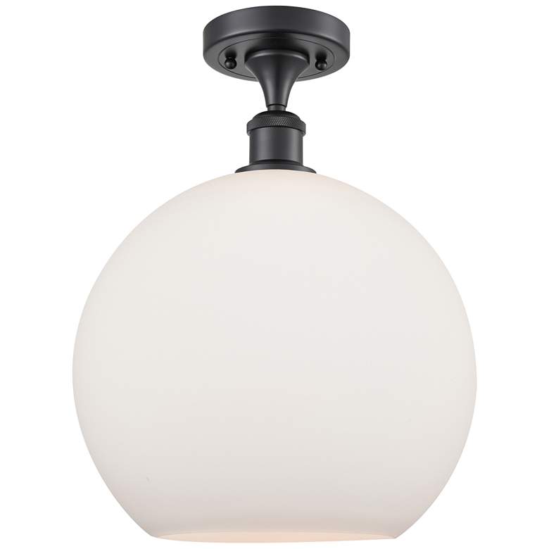 Image 1 Athens 12" LED Semi-Flush Mount - Matte Black - Matte White Shade