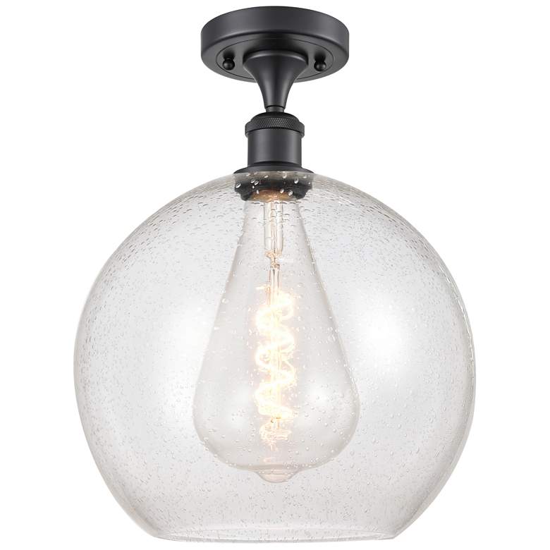 Image 1 Athens 12" LED Semi-Flush Mount - Matte Black - Seedy Shade